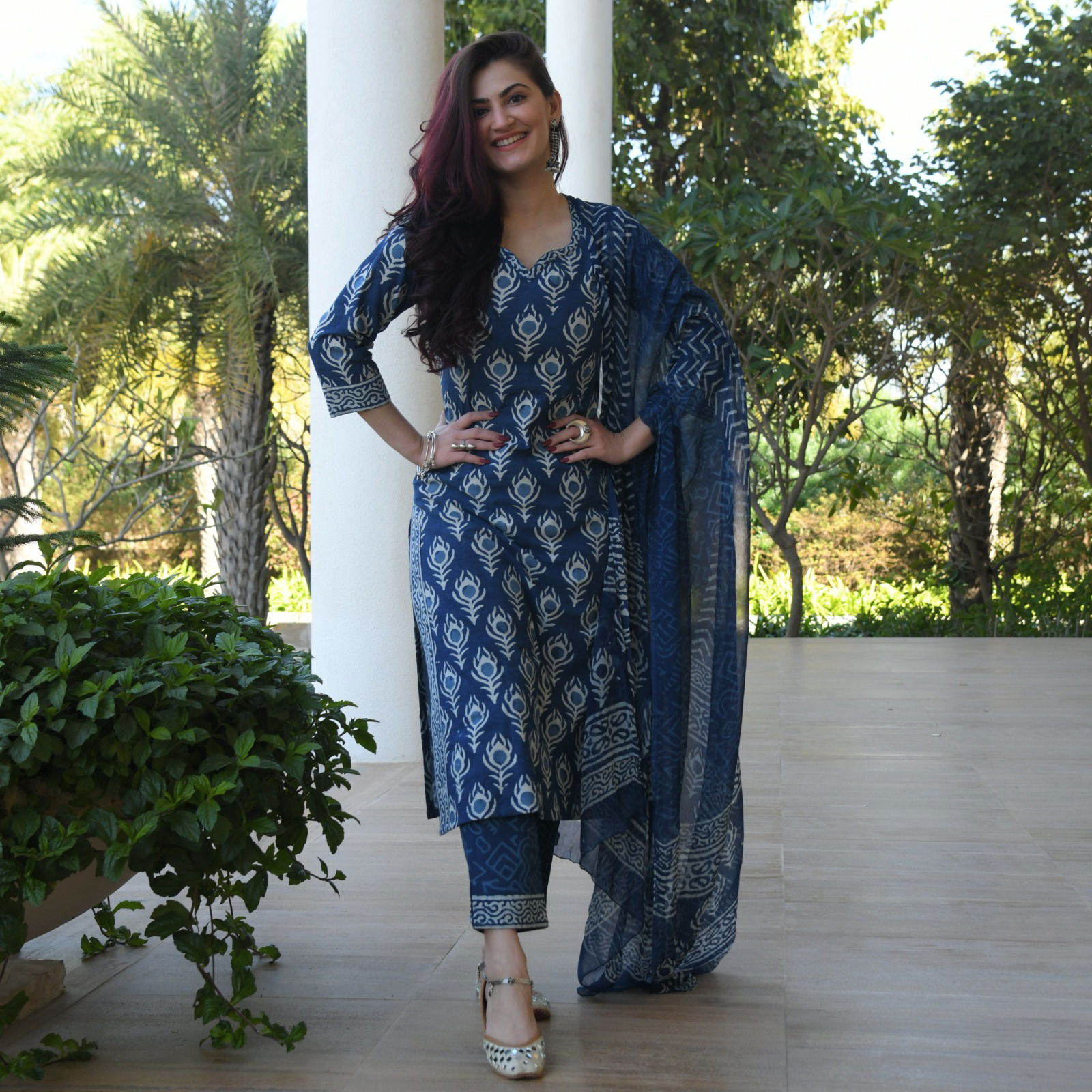 Indigo Blue By Dhruvi Printed Kurti With Bottom Dupatta Catalog